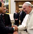 <p>&nbsp;Abdel Fatah al Sissi e o Papa Francisco durante encontro no Vaticano, em 24 de novembro</p>  Foto: Gabriel Bouys  / AFP