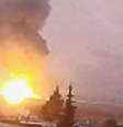 Explosões são vistas em região de Dimas, próximo de Damasco, por bombardeio israelense  Foto: Twitter
