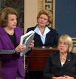 <p>Presidente do Comitê de Inteligência do Senado dos EUA, Dianne Feinstein, durante apresentação do relatório sobre as táticas da CIA de combate ao terrorismo, no Capitólio, em Washington, em 9 de dezembro</p>  Foto: Senate TV / Reuters