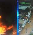 Grupo incendiou ônibus na Parada de Taipas, bairro da zona norte afetado pela forte chuva deste sábado   Foto: TV Bandeirantes / Reprodução