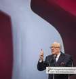 Jean-Marie Le Pen discursa durante o 15º Congresso do Partido da Frente Nacional, em Lyon, França, em 29 de novembro de 2014   Foto: JEFF PACHOUD / AFP