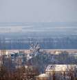 A torre de controle do aeroporto de Donetsk desabou após confrontos  Foto: Twitter