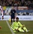 <p>Neymar gerou pol&ecirc;mica com seu estilo de jogo no duelo com o Atl&eacute;tico</p>  Foto: Dani Pozo / AFP