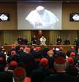 <p>Papa Francisco em evento com cardeais no Vaticano, em 12 de fevereiro</p>  Foto: Alessandro Bianchi / Reuters