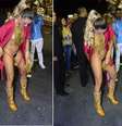Marianne Ranieri, a Miss Bumbum Portugal, apareceu nua na avenida. "O tapa-sexo ficou caindo e eu tive que puxar para cima", conta.  Foto: Leo Franco / AgNews