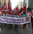 <p>Mulheres ativistas de entidades ligadas à Central Única dos Trabalhadores de São Paulo (CUT) e movimentos sociais em protesto no último domingo (8)</p>  Foto: Vilmar Bannach / Futura Press