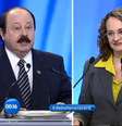 <p>Reprodução do momento do embate entre Levy e Luciana em debate televisivo do ano passado</p>  Foto: Rede Record / Reprodução