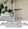 Ladrão se arrependeu e devolveu os pertences  Foto: Facebook / Reprodução