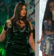 Tamires durante uma das festas no BBB e fora da casa com oito quilos a menos  Foto: TV Globo / Divulgação / @ttamirespeloso / Instagram / Reprodução