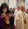 O papa Francisco durante celebração pelos 100 anos do "martírio armênio", no Vaticano, em 12 de abril  Foto: AP