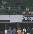 Nome do estádio coberto no sábado revoltou os torcedores do Palmeiras  Foto: Reginaldo Castro / Gazeta Press