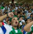 Torcida palmeirense ficou totalmente dividida no Allianz Parque  Foto: Carla Carniel / FramePhoto