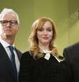 Atores de "Mad Men" John Slattery, Christina Hendricks e Jon Hamm posam para fotos em Washington. 27/03/2015  Foto: Kevin Lamarque / Reuters