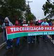 Faixa contra a terceirização   Foto: Marcos Bezerra / Futura Press