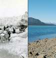 Imagem mostra geleira no Alaska em 1882 e 2005  Foto: NASA / Divulgação