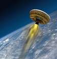 Imagem artística do Desacelerador Supersônico de Baixa Densidade (LDSD, na sigla em inglês), na Nasa, projetado para testar sistema de aterrissagem em futuras missões em Marte.  Foto: NASA / Reuters