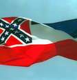 Bandeira do estado norte-americano Mississippi com o emblema dos confederados  Foto: Bill Colgin / Getty Images