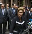 Presidente Dilma Rousseff fala aos jornalistas em Nova York.  29/6/2015.  Foto: Lucas Jackson / Reuters