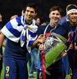 Para Maradona, Messi, Suarez e Neymar não trocariam Barça por rival  Foto: Matthias Hangst / Getty Images 