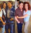 Os atores Claudia Wells (que interpretava Jennifer Parker) e Michael J. Fox (Marty McFly) posam juntos em dois momentos distintos: 1985 (à esq.) e em julho de 2015  Foto: @Claudia Wells / Facebook/Reprodução
