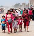 Simulação de evacuação de moradores na cidade de Piura, no Peru  Foto: EFE