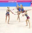 Time russo lidera classificação do Mundial de Ginástica Rítmica na Alemanha.  Foto: EFE