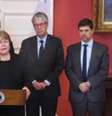 Pronunciamento da presidente após o terremoto de quarta-feira; Bachelet está em seu segundo mandato  Foto:  EPA