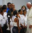 Papa Francisco durante visita ao santuário de Nossa Senhora da Caridade do Cobre  Foto: TONY GENTILE/POOL / EFE