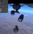 Imagem de vídeo divulgado pelo Ministério da Defesa russo mostra bombas lançadas em ataque aéreo na Síria.  Foto: EFE