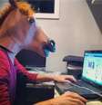 Além dos diversos vídeos paródias, a febre do Harlem Shake produziu uma explosão de vendas de máscaras de cabeça de cavalo, utilizada na produção original  Foto: Facebook/@vinicius.soares / Reprodução