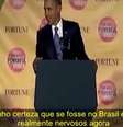 Legenda que aparece em português com a tradução errada do que dizia Obama   Foto: Reprocução