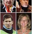 Pilar de Borbón, irmã do Rei Juan Carlos; o diretor de cinema Pedro Almodóvar; o jogador Lionel Messi; e Micaela Domeq Beaumont, da família Domecq -  espanhóis relacionados ao 'Panamá Papers'  Foto: EFE