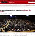 O site da revista alemã Der Spiegel afirma que o Congresso brasileiro mostrou sua "verdadeira cara" e, com o uso de meios "constitucionalmente questionáveis"  Foto: Reprodução