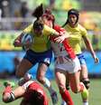Brasileiras durante o jogo de Rugby 7 feminino contra a Grã-Bretanha no primeiro dia da Rio 2016  Foto: David Rogers / Getty Images