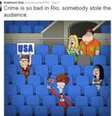 A série humorística de animação 'American Dad' fez piada com a violência e as arquibancadas vazias dos Jogos: 'O crime está tão grave no Rio que alguém roubou a plateia".  Foto: Reprodução