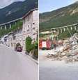 Imagens mostram o antes e depois do terremoto no vilarejo de Pescara del Tronto  Foto: Google/EPA/BBCBrasiol.com