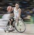 Vivi, jogadora da Seleção Brasileira em cadeira de rodas, durante partida contra a Argentina  Foto: Gazeta Press