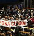 O plenário da Câmara dos Deputados aprovou por 450 a favor, 10 contra e 9 abstenções a cassação do mandato do deputado afastado Eduardo Cunha  Foto: Fabio Rodrigues Pozzebom/Agência Brasil