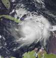 Imagem de satélite mostra a passagem do furacão Matthew pelo Caribe  Foto: EFE