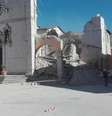 A Basílica de São Benedito, em Norcia, na região central da Itália, ficou completamente destruída, após o forte tremor deste domingo  Foto: Agência Brasil