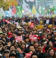Milhares de manifestantes pedem a renúncia da presidente da Coreia do Sul  Foto: Getty Images