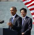 Barack Obama, presidente dos Estados Unidos, e Shinzo Abe, primeiro-ministro do Japão.  Foto: Reuters