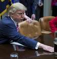 O presidente dos Estados Unidos, Donald Trump, participou hoje de um debate sobre a reforma de saúde realizada na Sala Roosevelt da Casa Branca, Washington, EUA  Foto: Shawn Thew / EFE