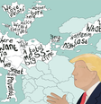 Desenho de Trump sobre um mapa da Europa  Foto: BBC News Brasil