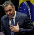 Senador Aécio Neves faz discurso se defendendo de acusações de corrupção após retomar mandato em Brasília  Foto: Reuters