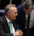 Senadores Renan Calheiros e Romero Jucá, do PMDB  Foto: Reuters