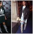 Anitta e Rihanna com bota prata (Fotos: Agnews/Reprodução/Instagram/@badgalriri)  Foto: Elas no Tapete Vermelho