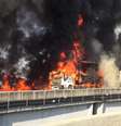 Fogo destruiu veículos após acidente sobre viaduto em Jacareí (SP)  Foto: Corpo de Bombeiros