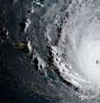 Imagem de satélite mostra a chegada do furacão Irma ao Caribe  Foto: Reuters