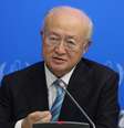 Diretor da agência nuclear da Organização das Nações Unidas (ONU), Yukiya Amano, durante coletiva de imprensa em Astana, no Cazaquistão 29/08/2017 REUTERS/Mukhtar Kholdorbekov  Foto: Reuters